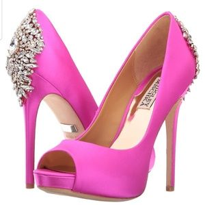 Badgley Mischka Kiara Embellished Peep-Toe Pumps